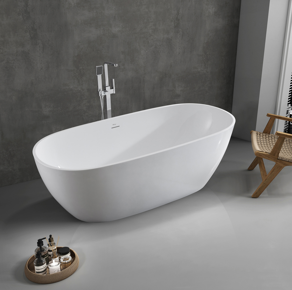 Ванна акриловая отдельностоящая Abber AB9263-1.5 150x81.5x58 (белый), слив-перелив