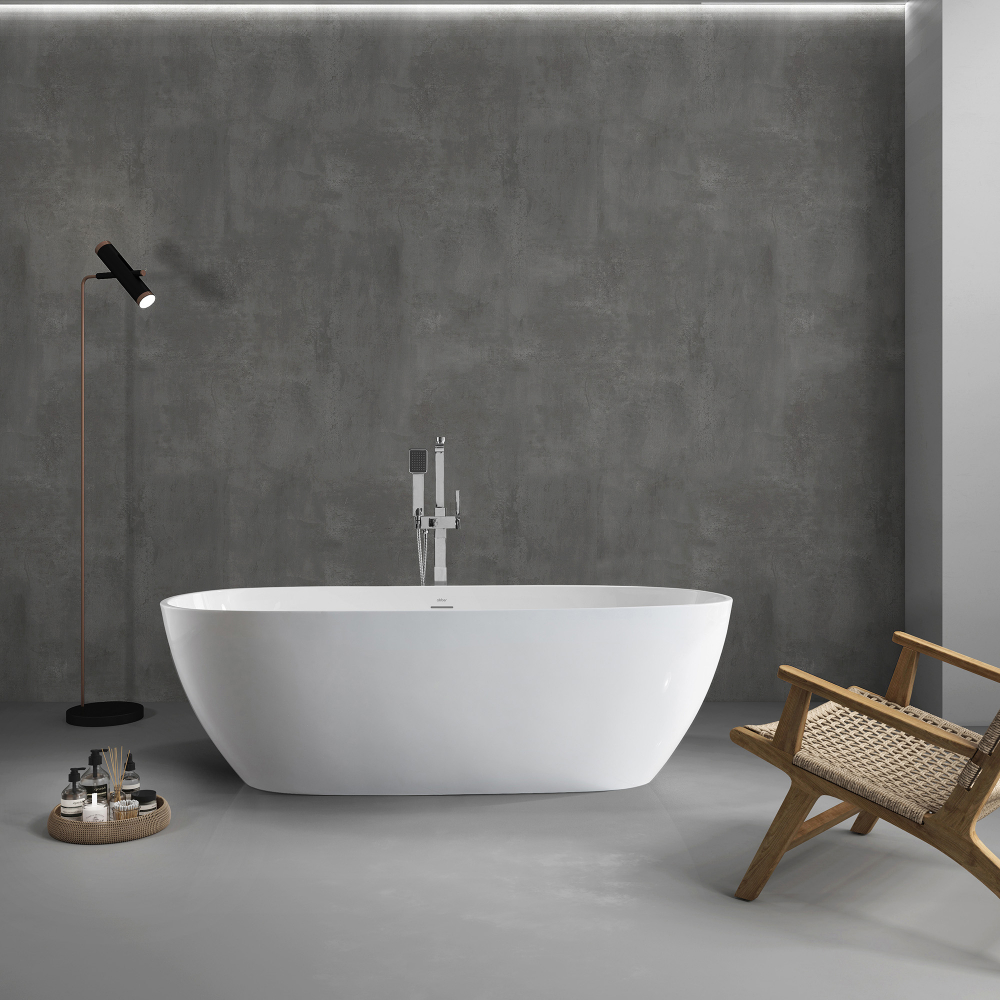 Ванна акриловая отдельностоящая Abber AB9263-1.5 150x81.5x58 (белый), слив-перелив