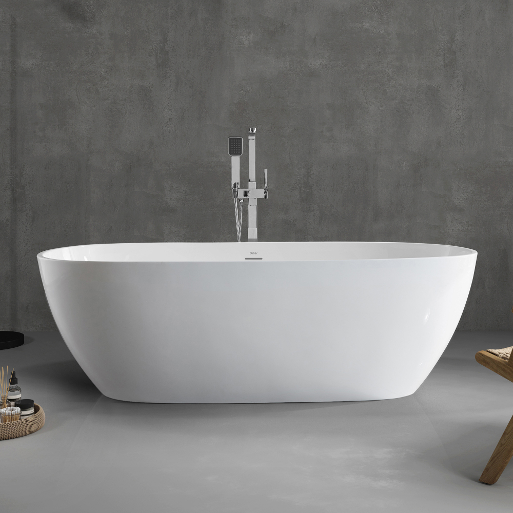 Ванна акриловая отдельностоящая Abber AB9263-1.5 150x81.5x58 (белый), слив-перелив