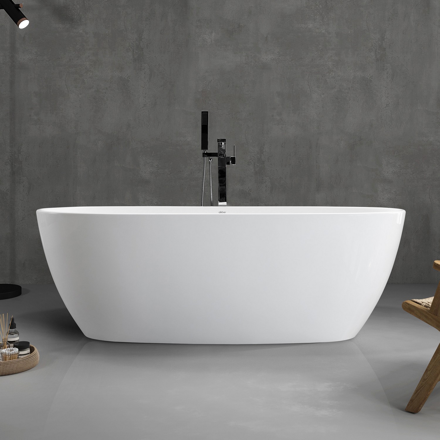 Ванна акриловая отдельностоящая Abber AB9265-1.7 170x80x58 (белый), слив-перелив