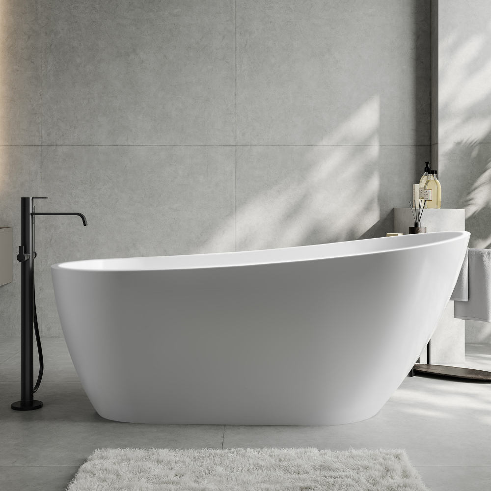 Ванна акриловая отдельностоящая Abber AB9501 170x80x70 (белый), слив-перелив