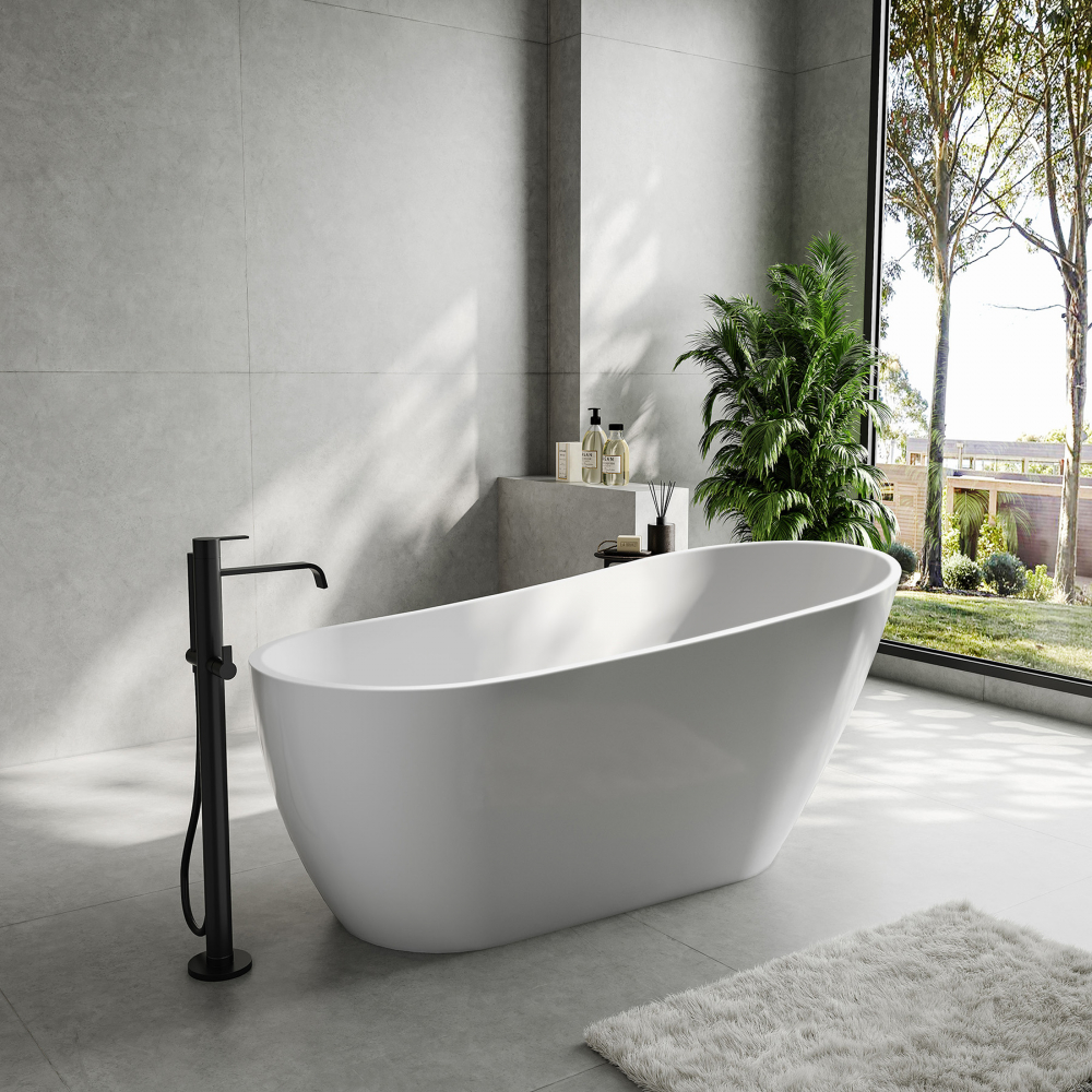 Ванна акриловая отдельностоящая Abber AB9501 170x80x70 (белый), слив-перелив