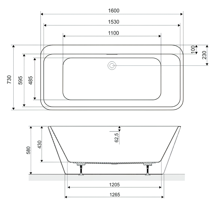 Ванна акриловая отдельностоящая Excellent Lila 2.0 WAEX.LIL2.160.WHW 160x73 (белый)