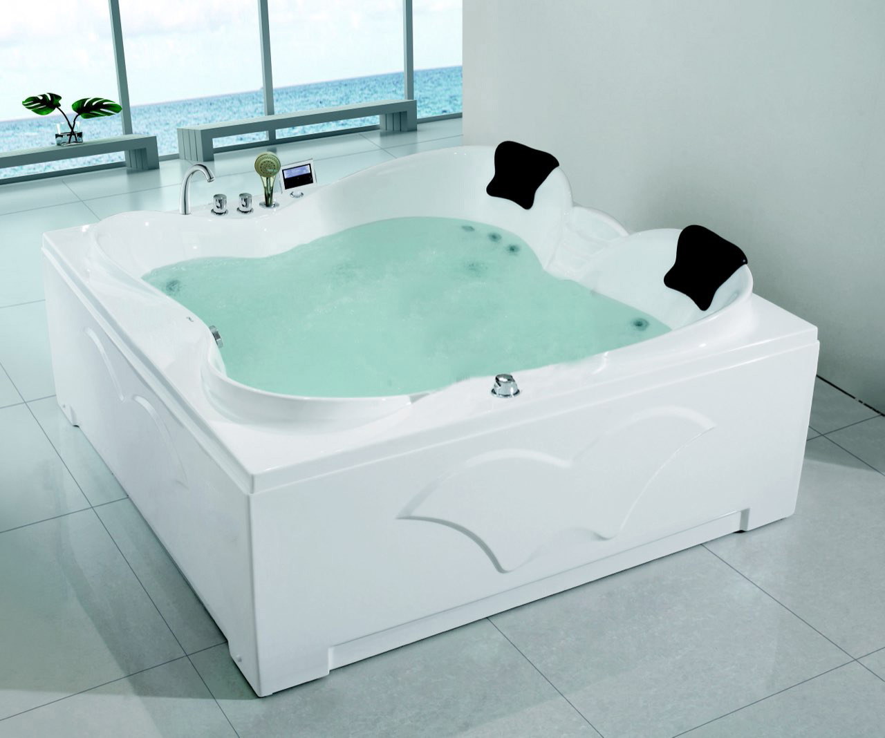 Ванна гидромассажная отдельностоящая Gemy G9089 K R 187х187х85 (белый), слив-перелив, правосторонняя