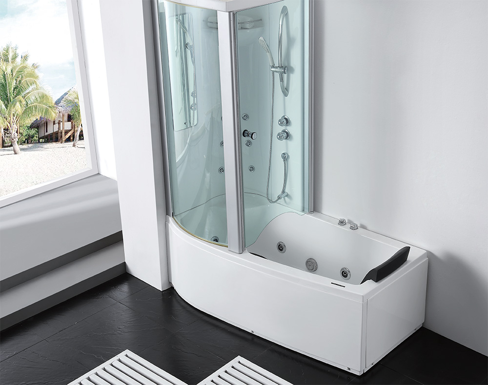 Ванна гидромассажная пристенная  Gemy G8040 B L 170х85х220 (белый), слив-перелив, левосторонняя