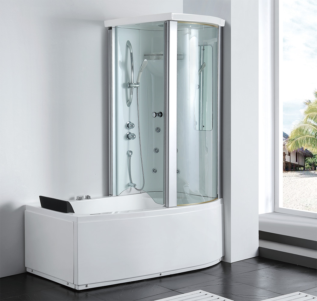 Ванна гидромассажная пристенная  Gemy G8040 B R 170х85х220 (белый), слив-перелив, правосторонняя