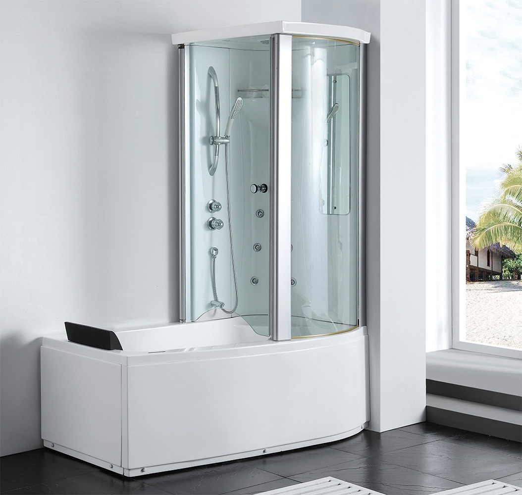 Ванна гидромассажная пристенная  Gemy G8040 C R 170х85х220 (белый), слив-перелив, правосторонняя