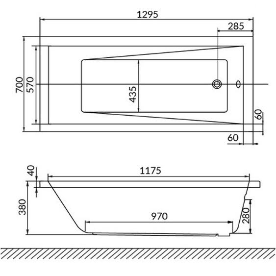 Ванна пристенная акриловая Whitecross Wave 0101.130070.100 130x70 см, (белый глянцевый)