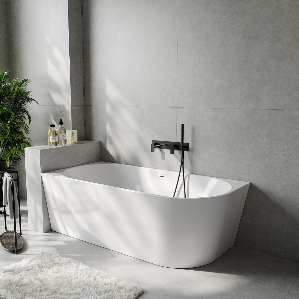 Ванна акриловая пристенная Abber AB9502-1.4 R 140x70x58 (белый), правая, слив-перелив 