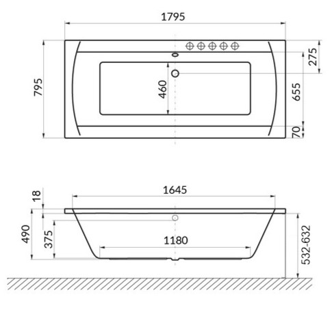 Ванна акриловая встраиваемая Excellent Aquaria Lux Slim WAEX.AQU18WHS 180x80 (белый глянец), без слива-перелива