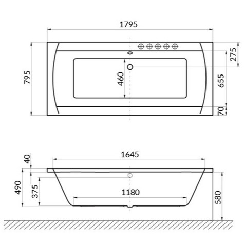 Ванна акриловая пристенная Excellent Aquaria Lux WAEX.AQU18WH 180x80 (белый глянец), без слива-перелива