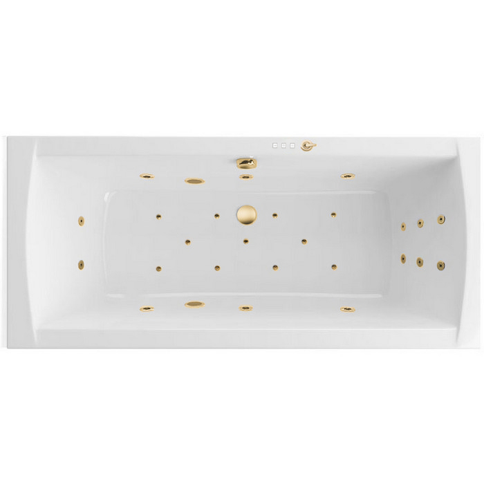 Ванна гидромассажная  Excellent Aquaria Slim Lux Ultra WAEX.AQU18S.ULTRA.GL 180x80 (золото), на каркасе, со сливом-переливом