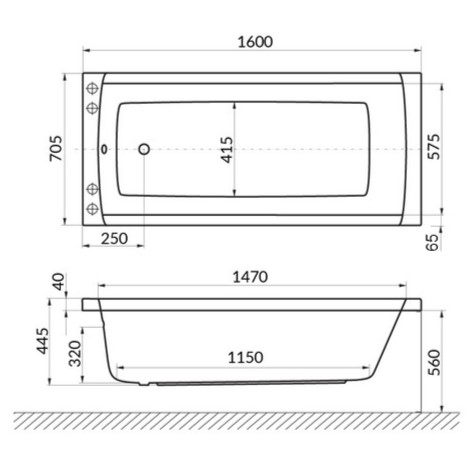 Ванна акриловая пристенная Excellent Aquaria WAEX.AQU16WH 160x70 (белый глянец), без слива-перелива