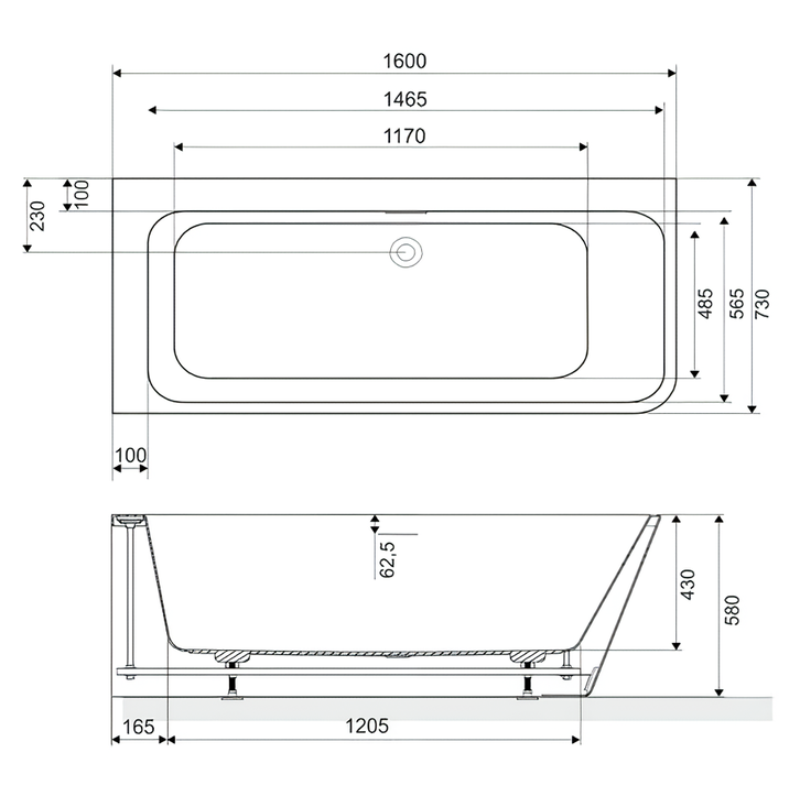 Ванна акриловая пристенная Excellent Lila 2.0 WAEX.LIL2.160L.WHN 160x73 (белый), слив-перелив, левая
