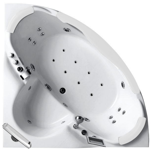 Ванна гидромассажная пристенная Gemy G9025 II O 155х155х70 (белый), слив-перелив