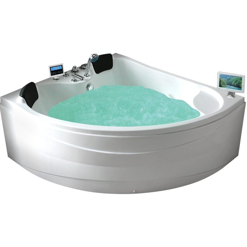 Ванна гидромассажная пристенная Gemy G9041 O 150х150х74 (белый), слив-перелив