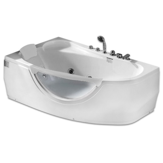Ванна гидромассажная пристенная Gemy G9046 B L 161х96х68 (белый), слив-перелив, левосторонняя