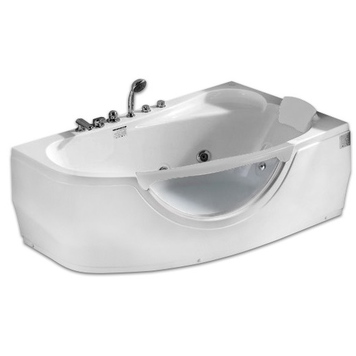 Ванна гидромассажная пристенная Gemy G9046 B R 161х96х68 (белый), слив-перелив, правосторонняя