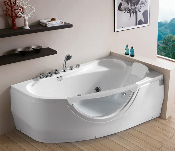 Ванна гидромассажная пристенная Gemy G9046 B R 161х96х68 (белый), слив-перелив, правосторонняя