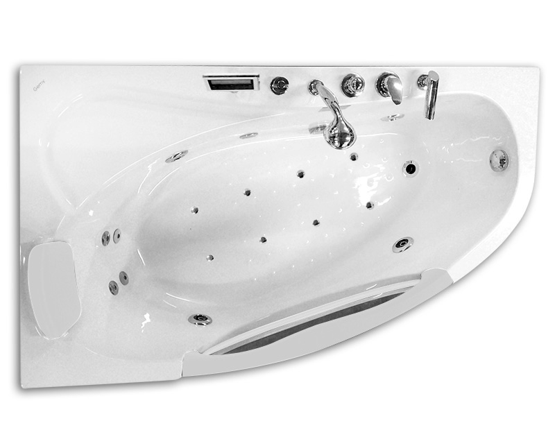 Ванна гидромассажная пристенная Gemy G9046 K L 161х96х68 (белый), слив-перелив, левосторонняя