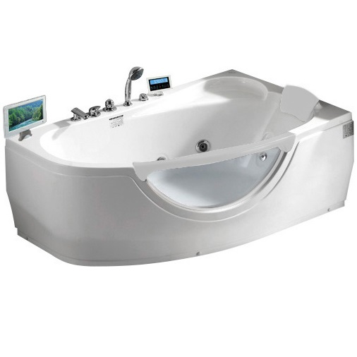 Ванна гидромассажная пристенная Gemy G9046 O R 161х96х68 (белый), слив-перелив, правосторонняя
