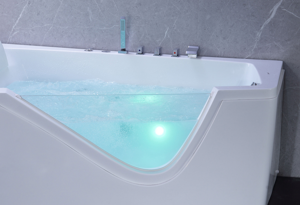 Ванна гидромассажная пристенная Gemy G9056 B L 170х130х66 (белый), слив-перелив, левосторонняя