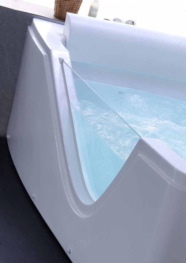 Ванна гидромассажная пристенная Gemy G9056 B L 170х130х66 (белый), слив-перелив, левосторонняя