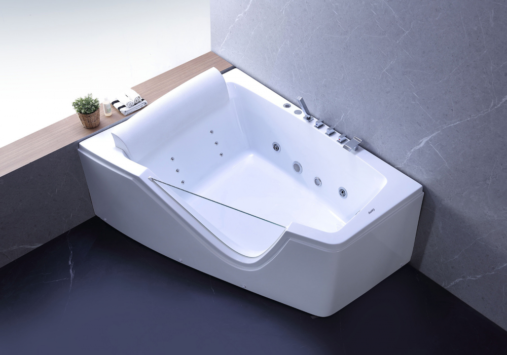 Ванна гидромассажная пристенная Gemy G9056 B L 170х130х66 (белый), слив-перелив, левосторонняя