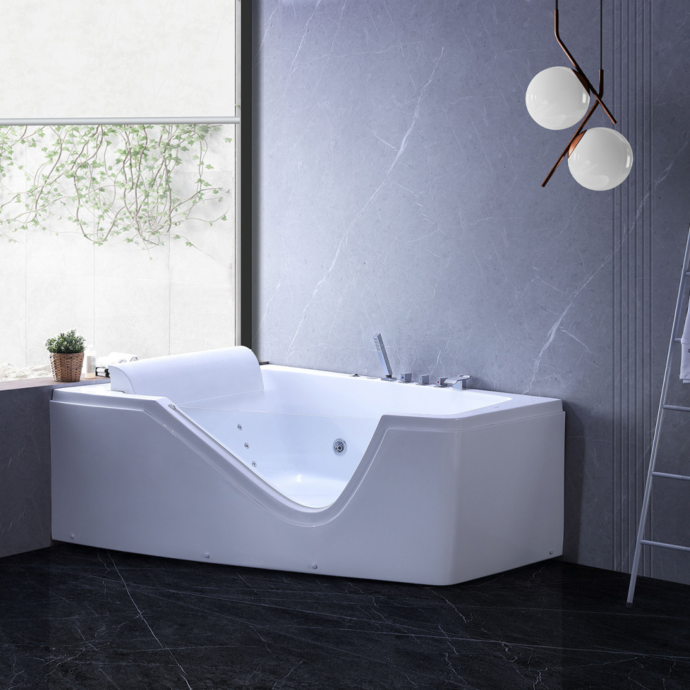 Ванна гидромассажная пристенная Gemy G9056 B L 170х130х66 (белый), слив-перелив, левосторонняя