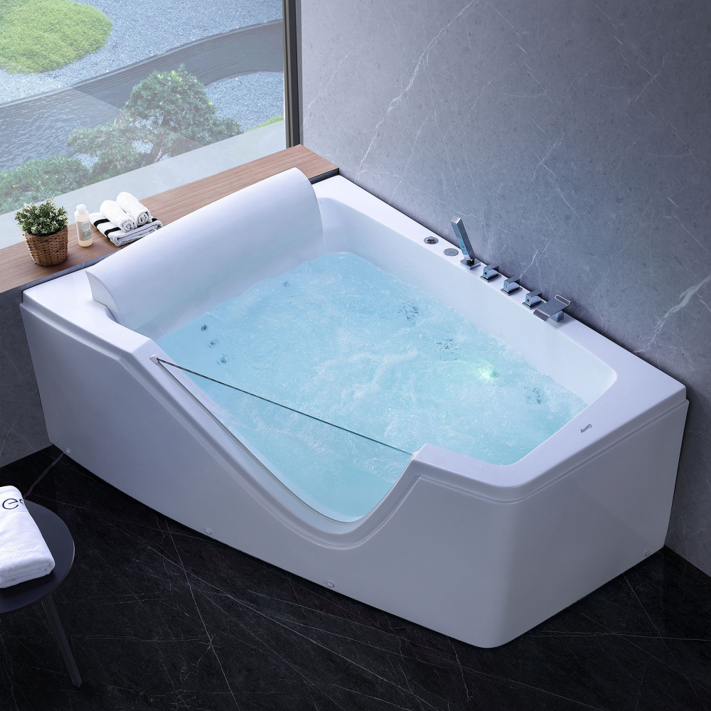 Ванна гидромассажная пристенная Gemy G9056 B L 170х130х66 (белый), слив-перелив, левосторонняя