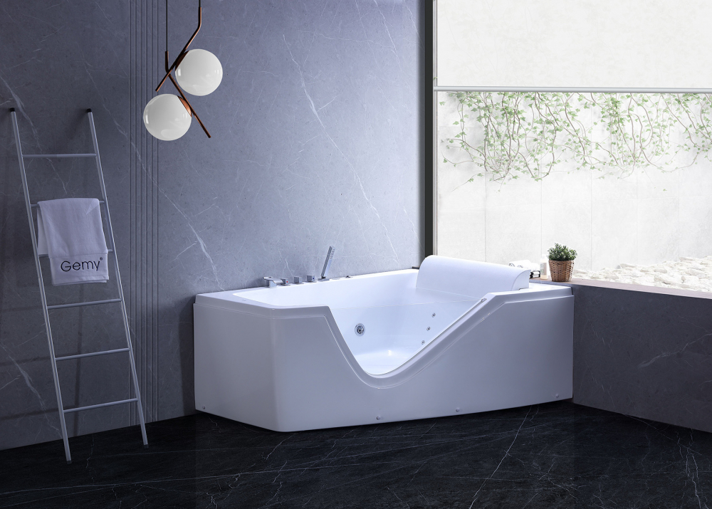 Ванна гидромассажная пристенная Gemy G9056 B R 170х130х66 (белый), слив-перелив, правосторонняя