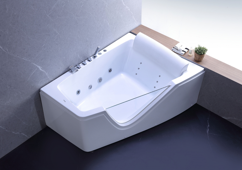 Ванна гидромассажная пристенная Gemy G9056 B R 170х130х66 (белый), слив-перелив, правосторонняя