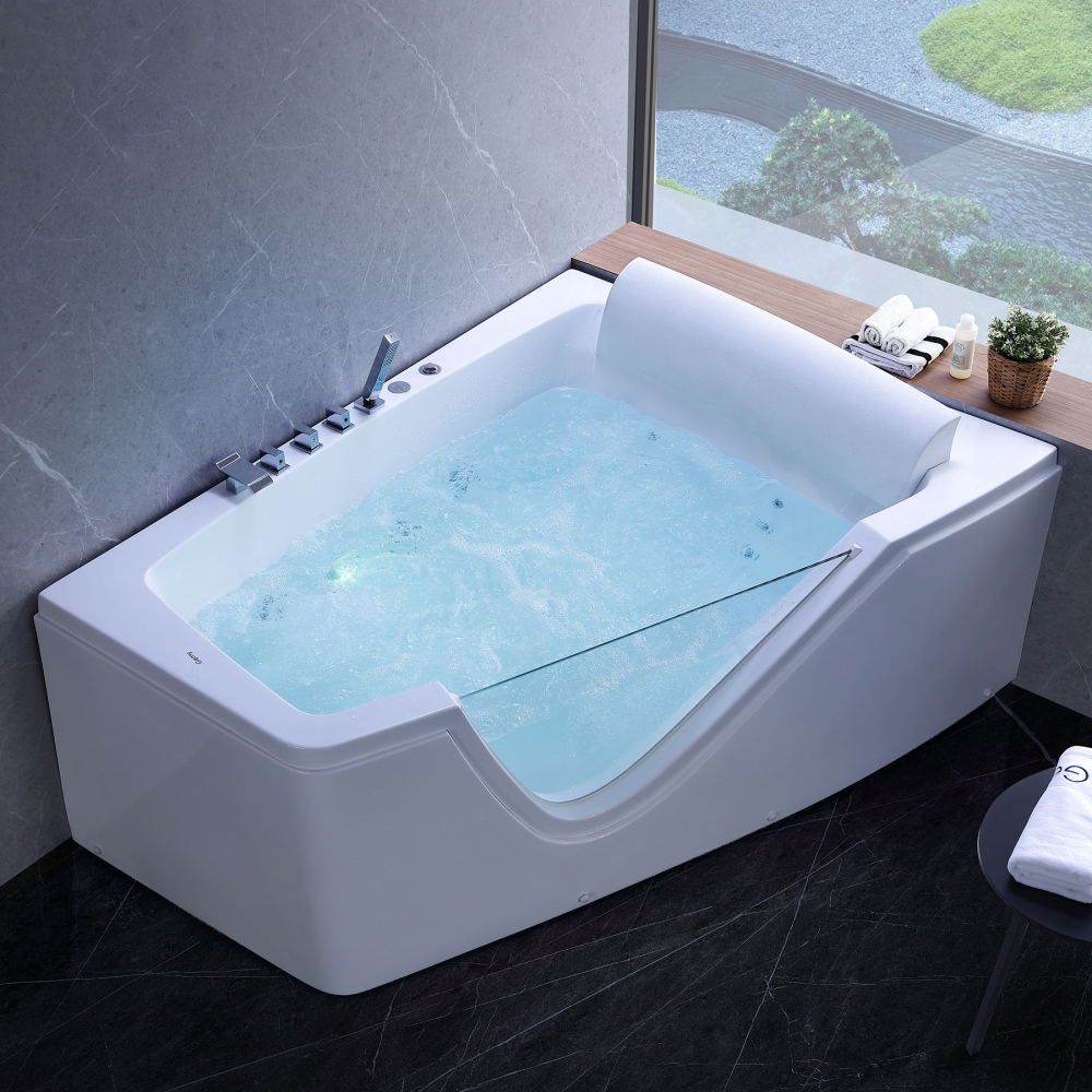 Ванна гидромассажная пристенная Gemy G9056 B R 170х130х66 (белый), слив-перелив, правосторонняя