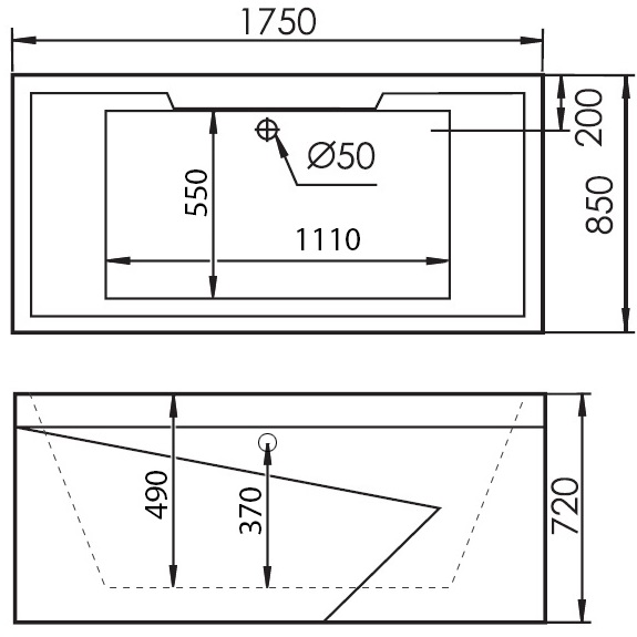 Ванна гидромассажная пристенная Gemy G9065 K L 175х85х72 (белый), слив-перелив, левосторонняя