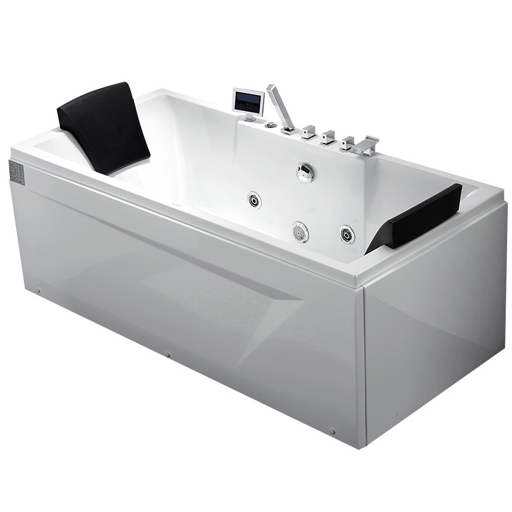 Ванна гидромассажная пристенная Gemy G9065 K L 175х85х72 (белый), слив-перелив, левосторонняя