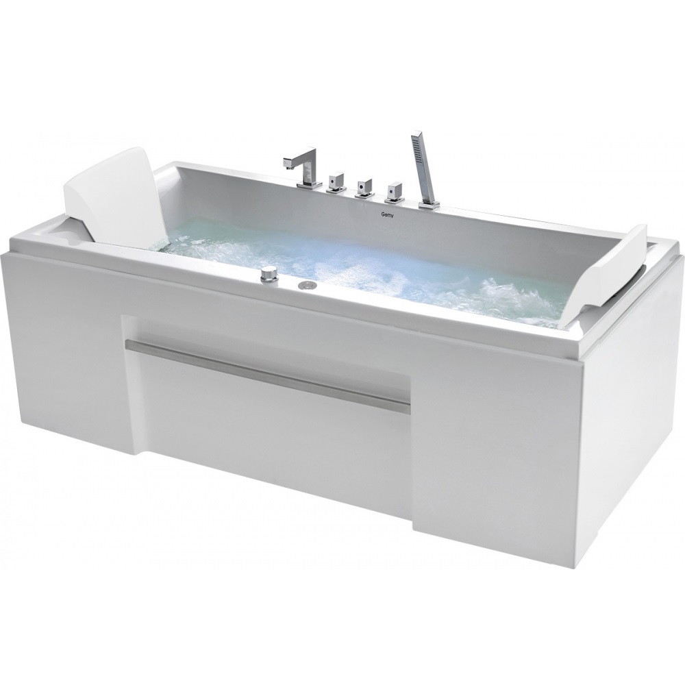 Ванна гидромассажная пристенная Gemy G9076 B 177х81х60 (белый), слив-перелив