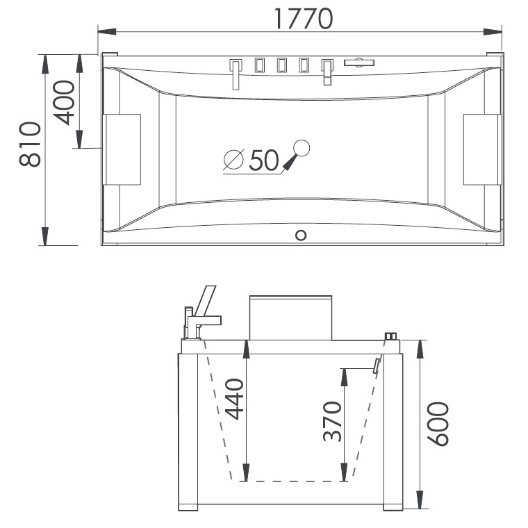 Ванна гидромассажная пристенная Gemy G9076 B 177х81х60 (белый), слив-перелив