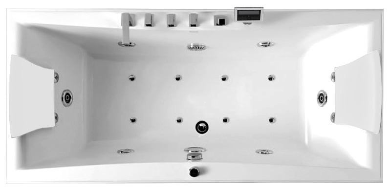 Ванна гидромассажная пристенная Gemy G9076 K 177х81х60 (белый), слив-перелив