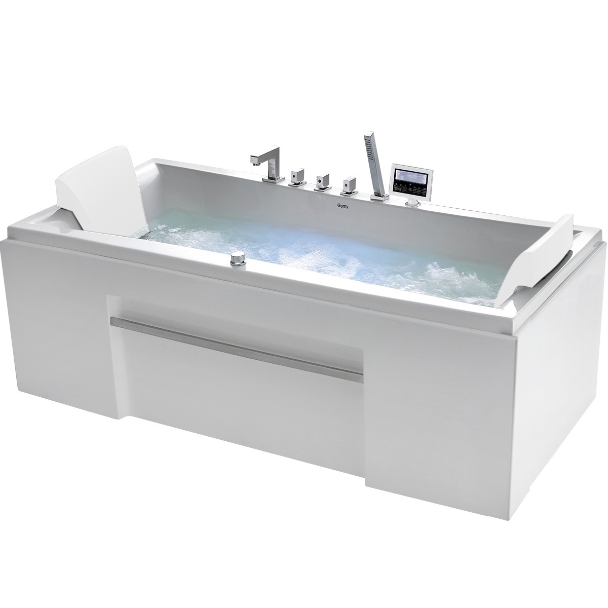 Ванна гидромассажная пристенная Gemy G9076 K 177х81х60 (белый), слив-перелив