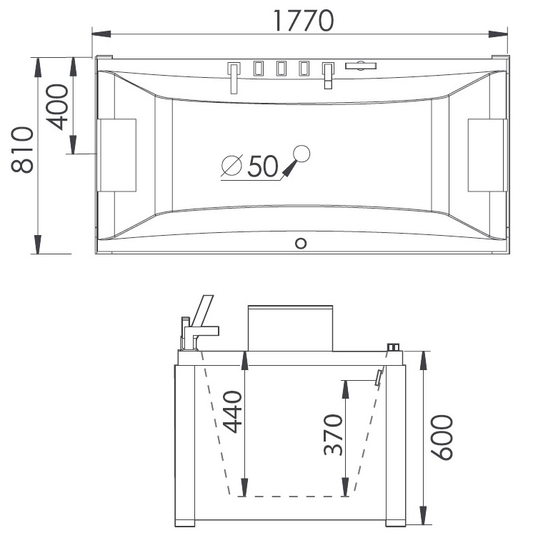 Ванна гидромассажная пристенная Gemy G9076 K 177х81х60 (белый), слив-перелив