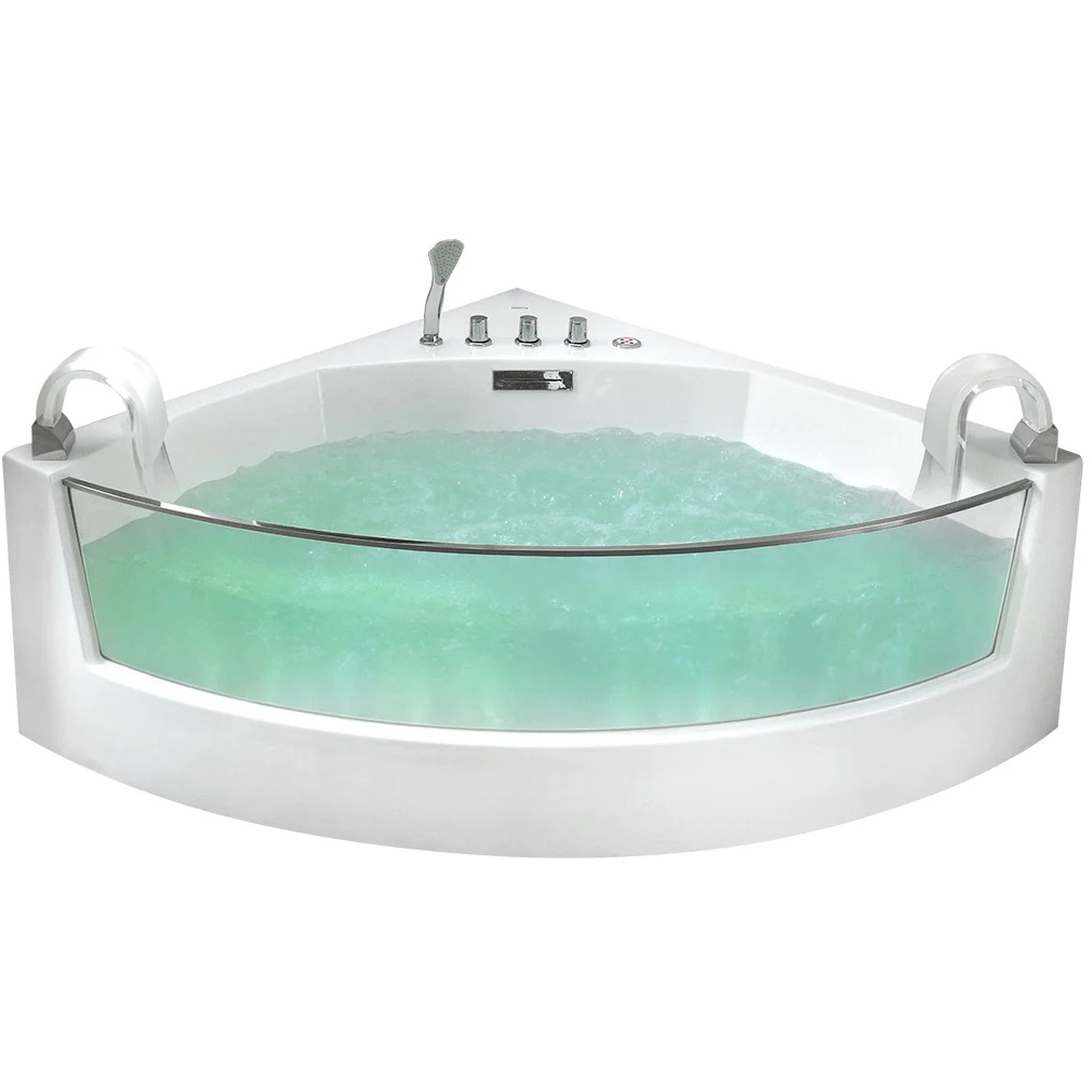 Ванна гидромассажная пристенная Gemy G9080 150х150х60 (белый), слив-перелив