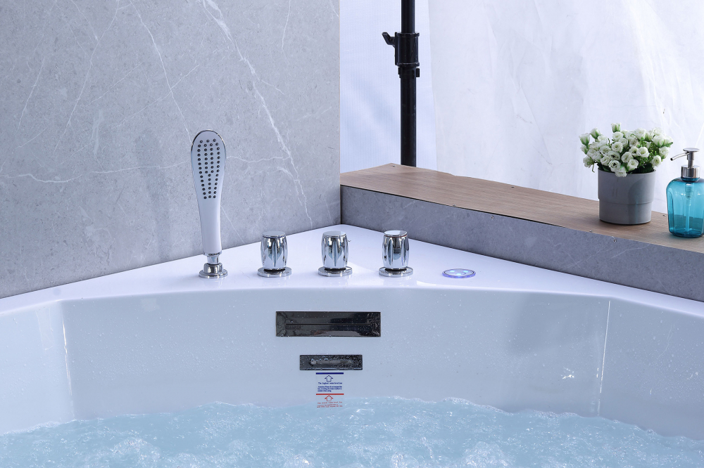 Ванна гидромассажная пристенная Gemy G9080 150х150х60 (белый), слив-перелив