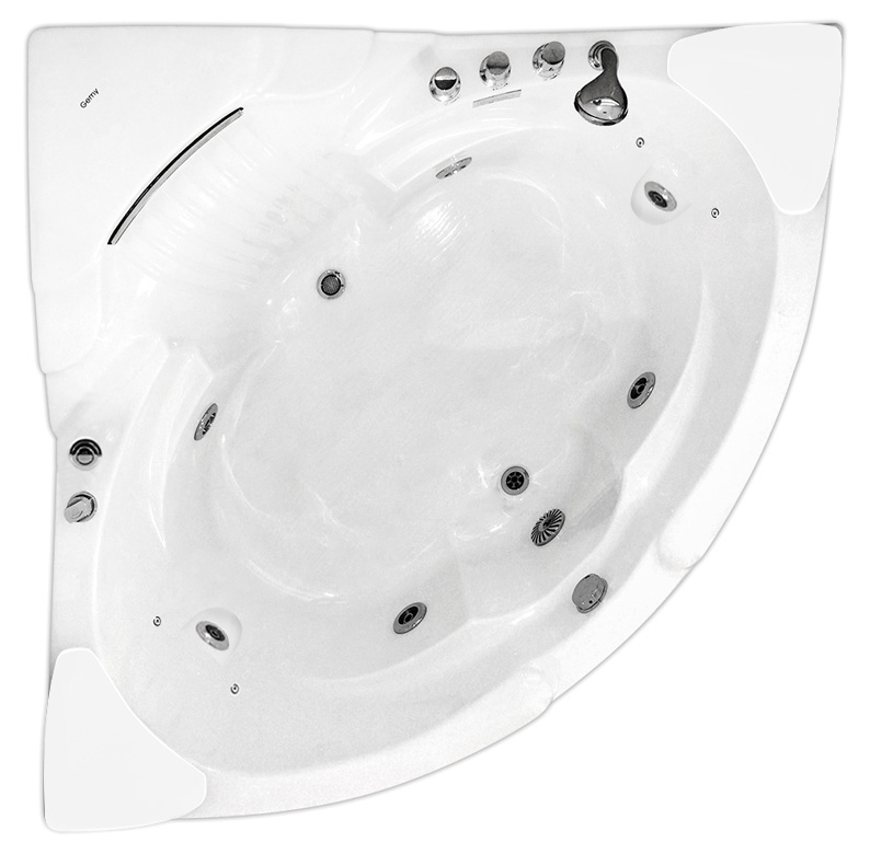 Ванна гидромассажная пристенная Gemy G9082 B 152х152х78 (белый), слив-перелив