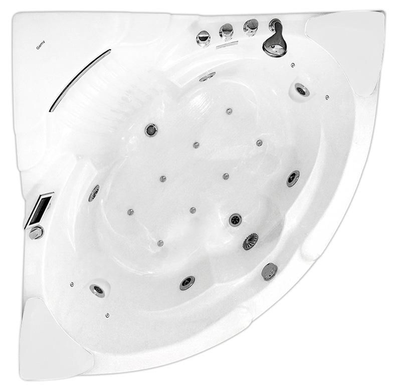Ванна гидромассажная пристенная Gemy G9082 K 152х152х78 (белый), слив-перелив