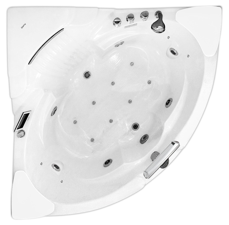 Ванна гидромассажная пристенная Gemy G9082 O 152х152х78 (белый), слив-перелив