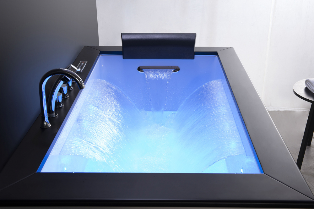 Ванна гидромассажная пристенная Gemy G9258 180х100х70 (белый), слив-перелив