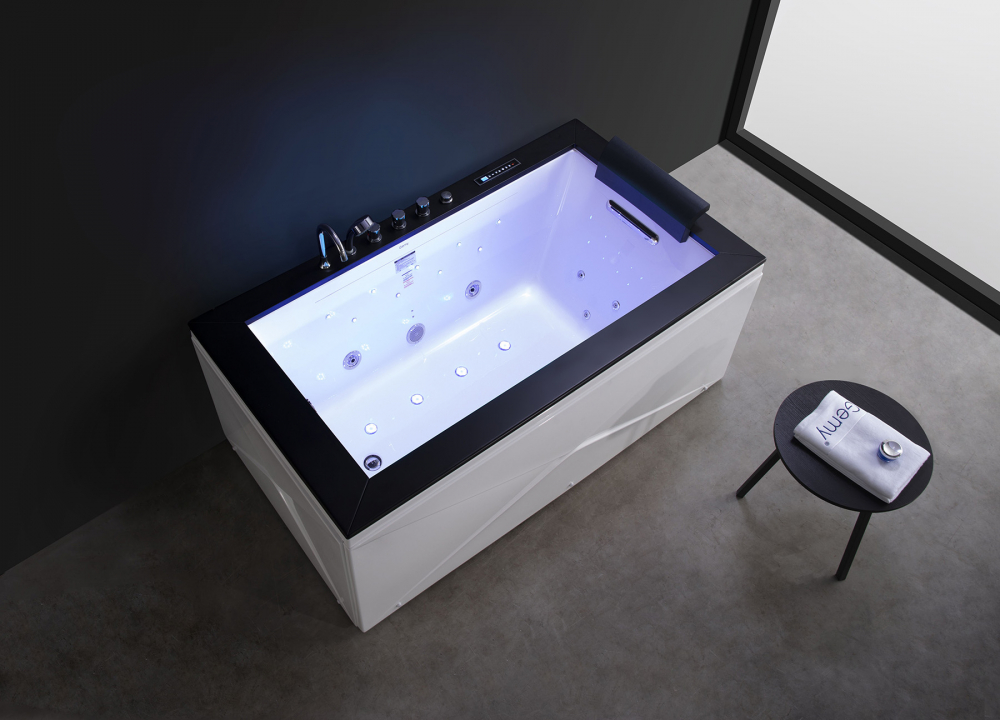 Ванна гидромассажная пристенная Gemy G9258 180х100х70 (белый), слив-перелив