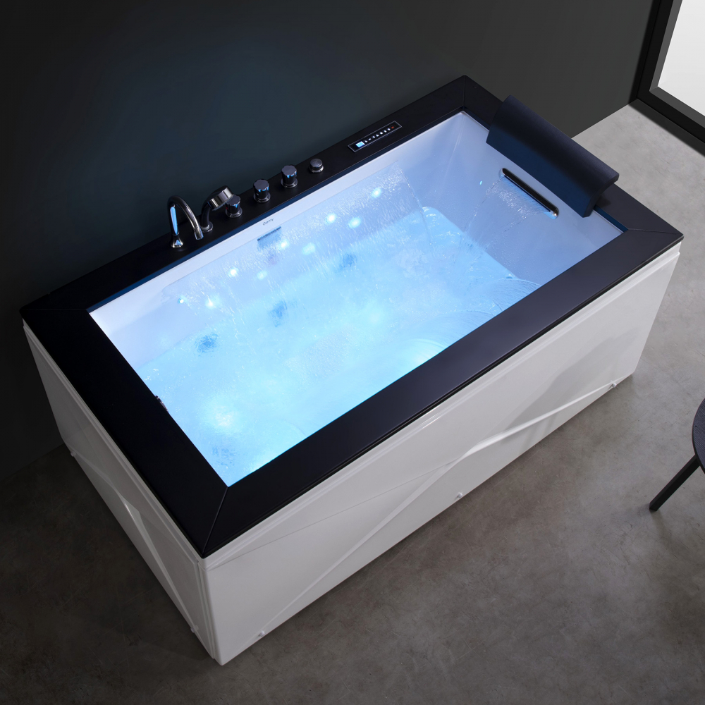 Ванна гидромассажная пристенная Gemy G9258 180х100х70 (белый), слив-перелив