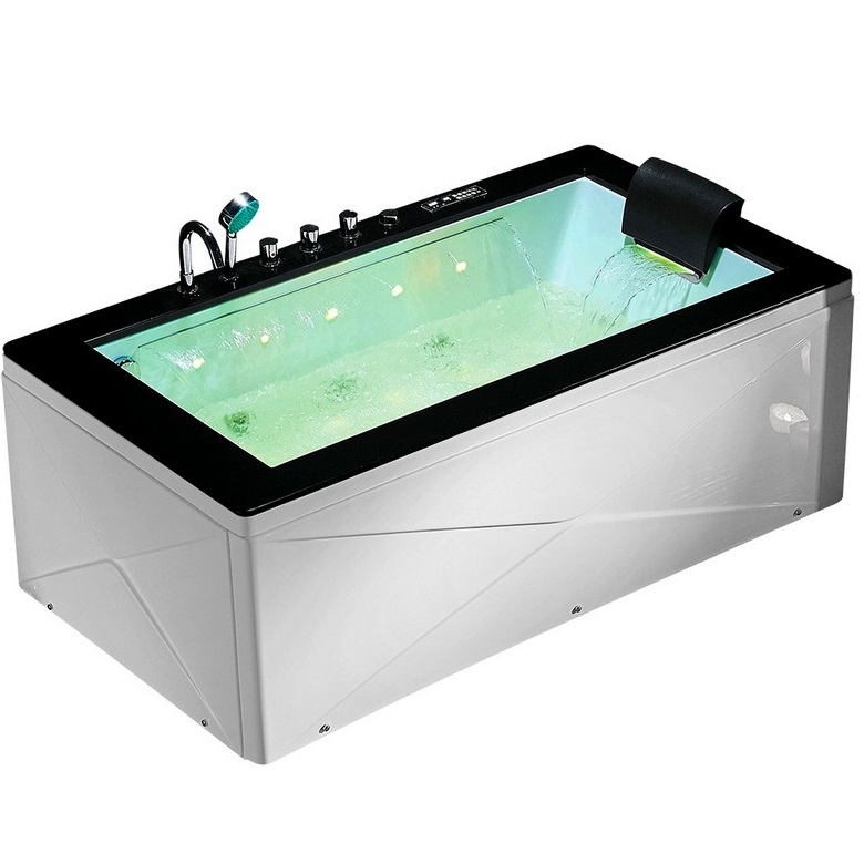 Ванна гидромассажная пристенная Gemy G9258 180х100х70 (белый), слив-перелив