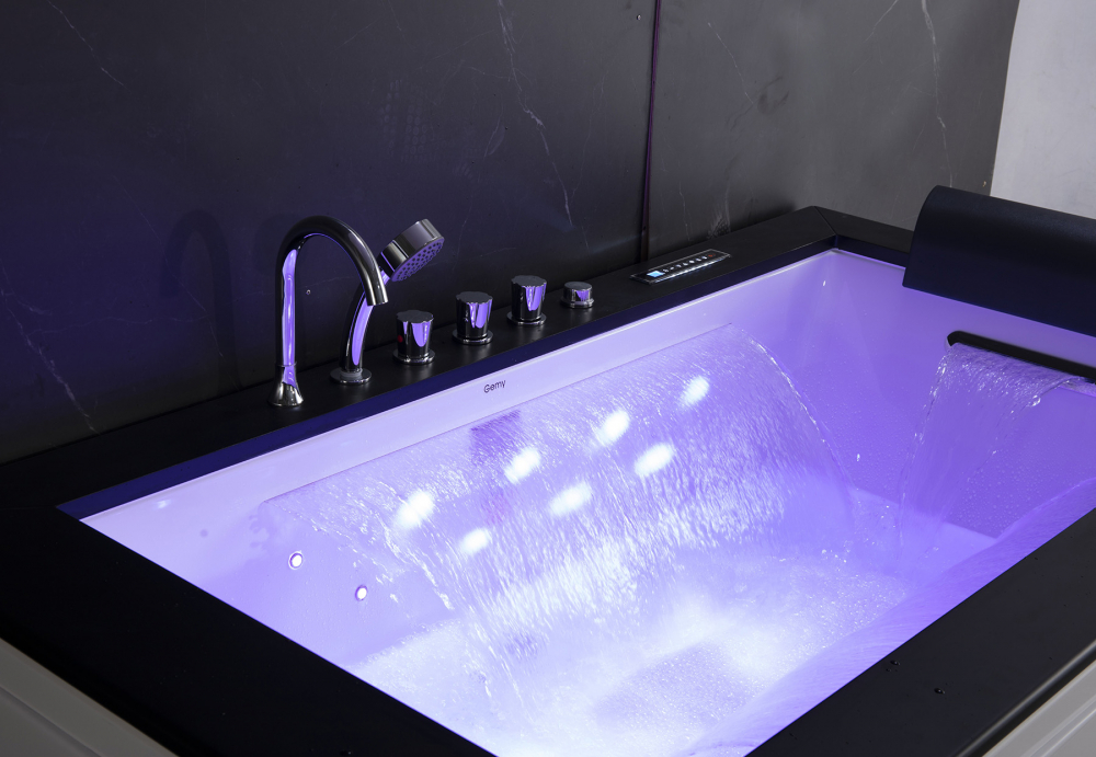 Ванна гидромассажная пристенная Gemy G9258 180х100х70 (белый), слив-перелив